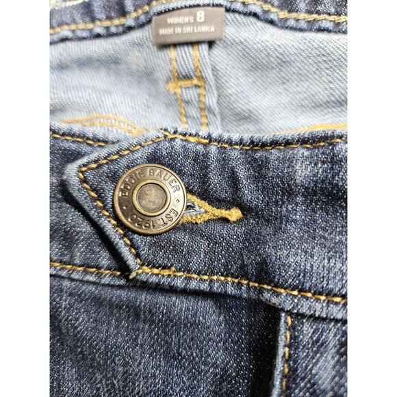 Eddie Bauer Jeans Womens 8 Curvy Trouser Denim Pants Wide Leg Specially Dyed - Picture 7 of 15